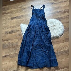 Opulent Aura Lulus navy floral jacquard tie-back drop waist maxi dress